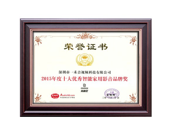 2015年度十大優(yōu)秀智能家用影音品牌獎(jiǎng)