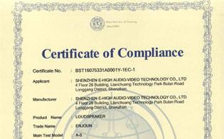 恭喜英嘉尼A-5、A-6等A系列音箱通過CE認(rèn)證